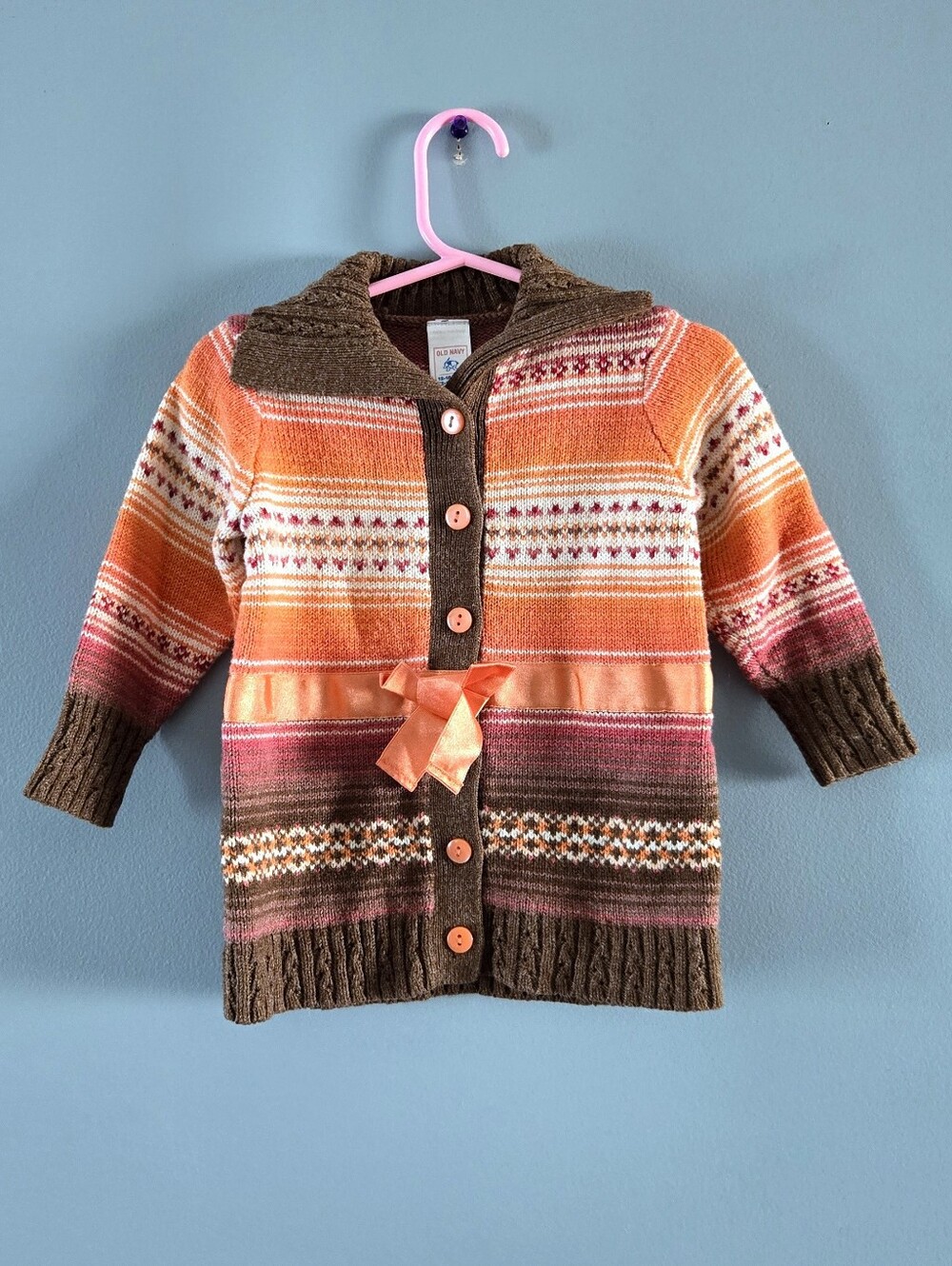Vintage Multi-Stripe Hooded Knit Coat 12-18m